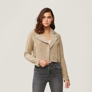 Soia & Kyo Elaine Cropped Suede Jacket in Almond